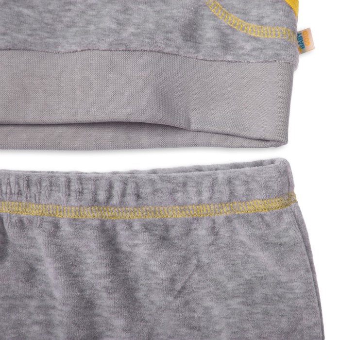 Костюм детский велюровый, рост 74 см, цвет серый/жёлтый КЛ-22