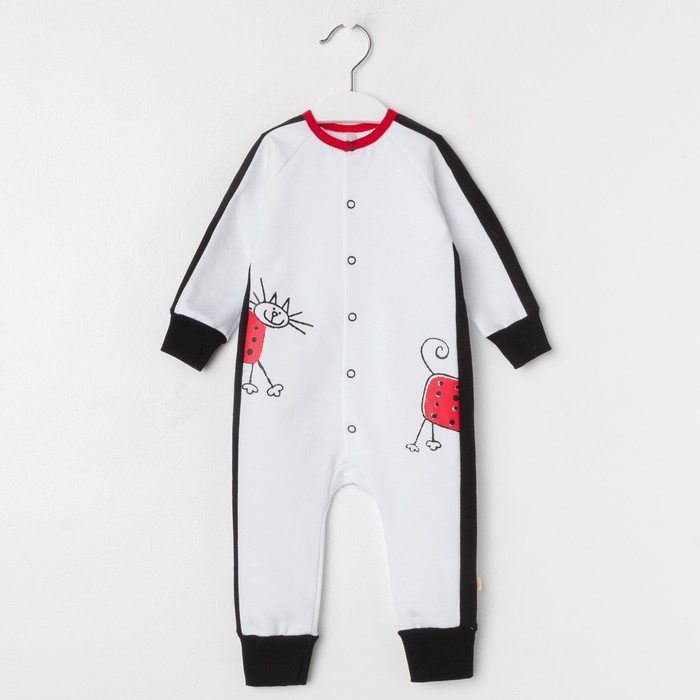 Комбинезон детский, рост 62 см,цвет белый /чёрный КБ-228.1А_М