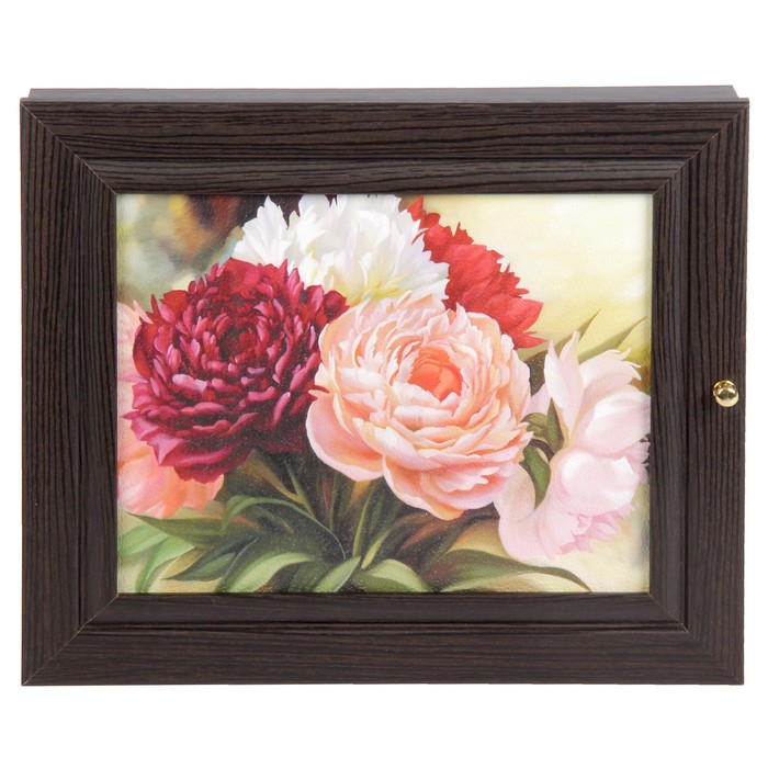 Ключница "Букет пионов" венге 24х29х4 см