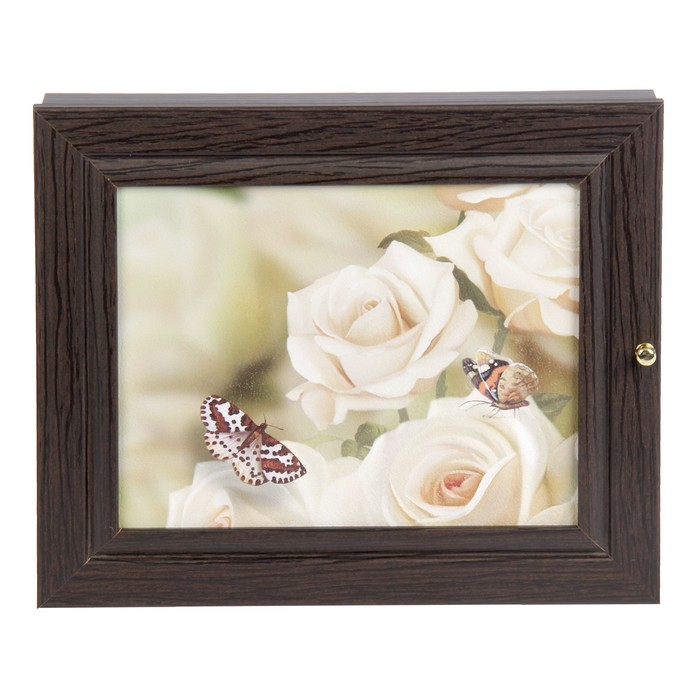 Ключница "Бабочки на цветах" венге 24х29х4 см