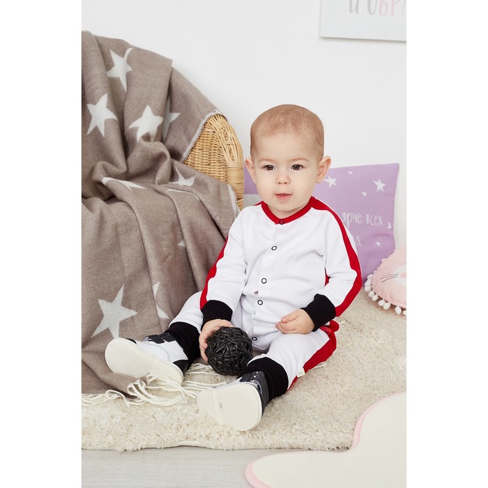 Комбинезон детский, рост 80 см,цвет белый /красный КБ-228ИА_М