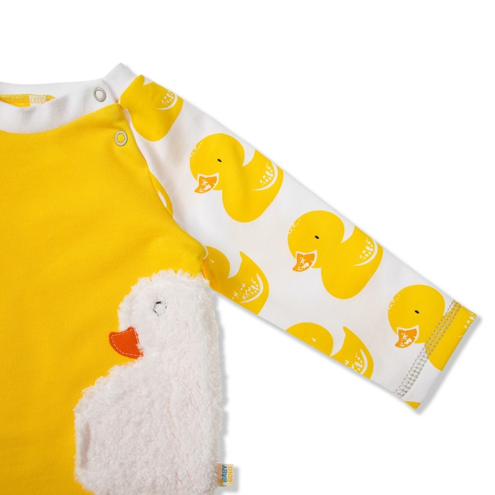 Кофточка детская на кнопках, рост 62 см, цвет жёлтый, аппликация белая утка У-КФ-295А