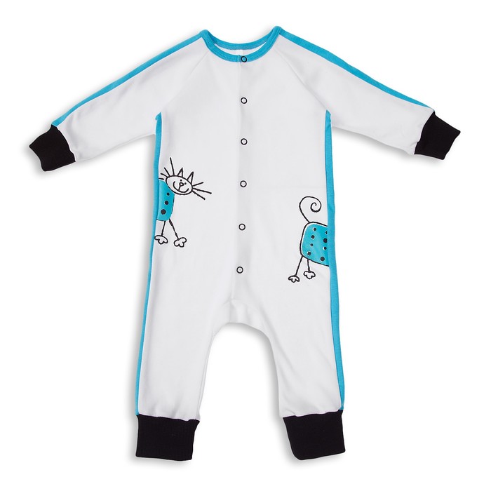 Комбинезон детский, рост 68 см,цвет белый /бирюза КБ-228ИА_М