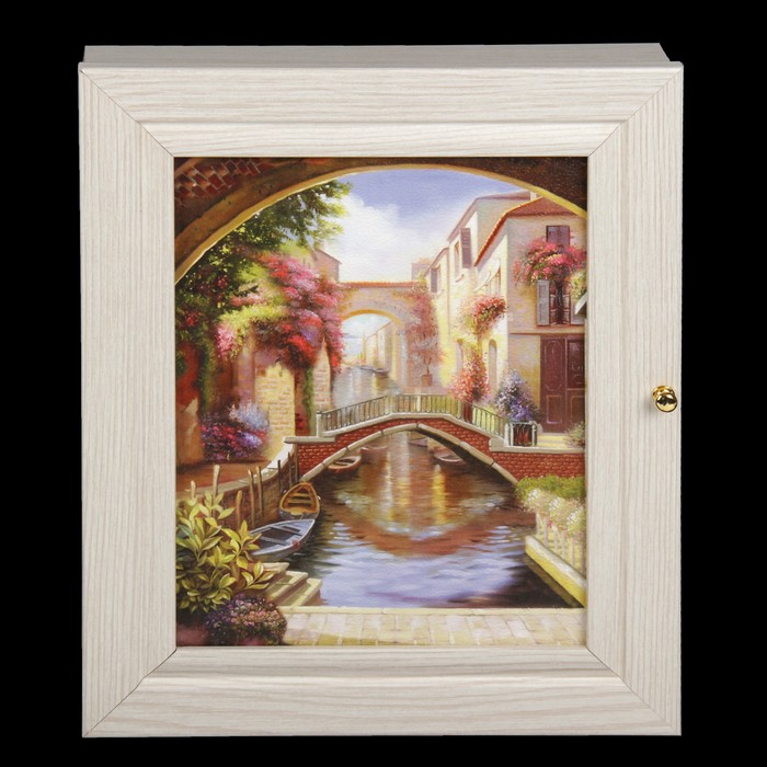 Ключница "Город" выбеленный дуб 24х29х4 см