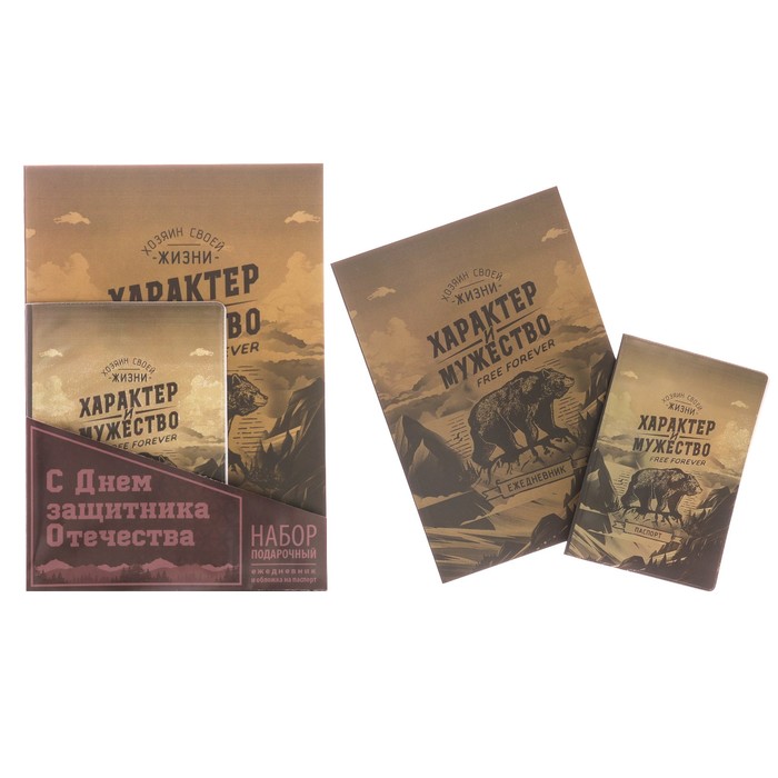 Набор "С Днём защитника Отечества": ежедневник и обложка для паспорта