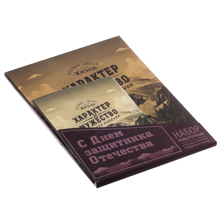 Набор "С Днём защитника Отечества": ежедневник и обложка для паспорта