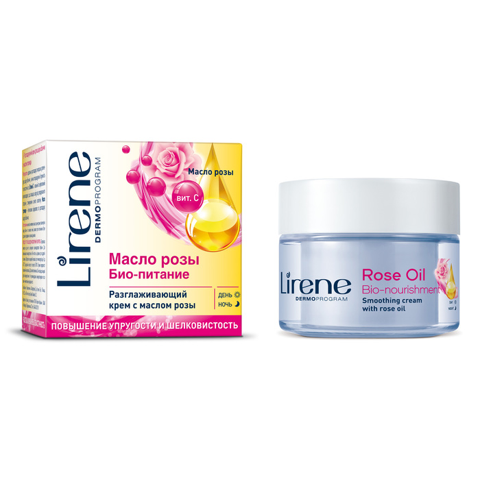 Разглаживающий крем Lirene "Масло розы", день/ночь, 50 мл