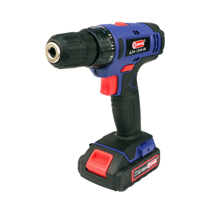Дрель-шуруповерт "ДИОЛД" ДЭА-12 ЛИ-04, аккум., 12 В, 2х2 Ач Li-ion, 1350 об/мин, 18 Нм