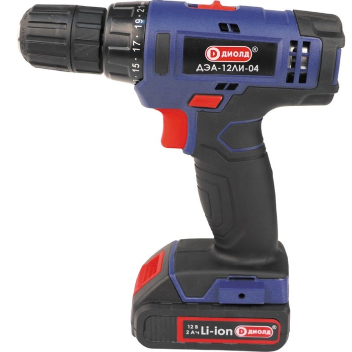 Дрель-шуруповерт "ДИОЛД" ДЭА-12 ЛИ-04, аккум., 12 В, 2х2 Ач Li-ion, 1350 об/мин, 18 Нм