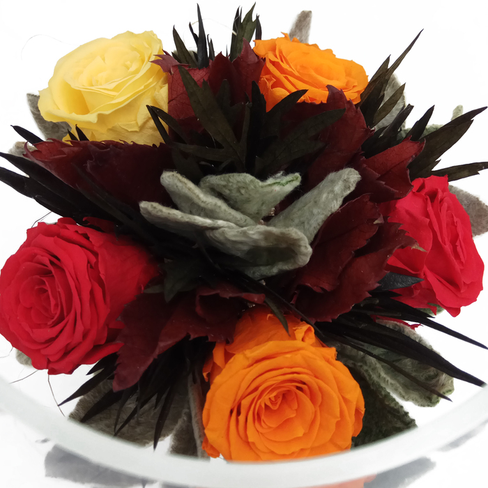 Композиция в вазе, розы желтые, 19,5 х 19,5 х 20 см