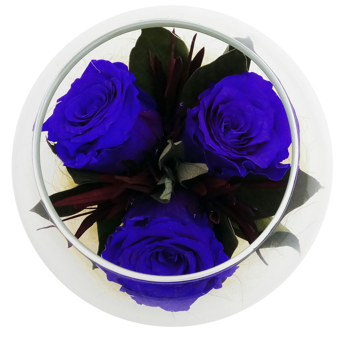 Композиция в вазе, розы лиловые, 12 х 12 х 10 см