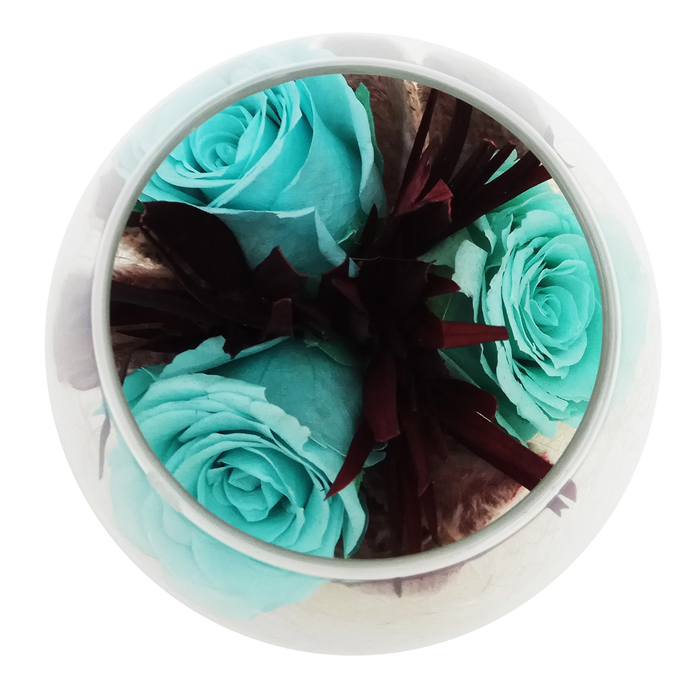 Композиция в вазе, розы голубые 9 х 9 х 8 см