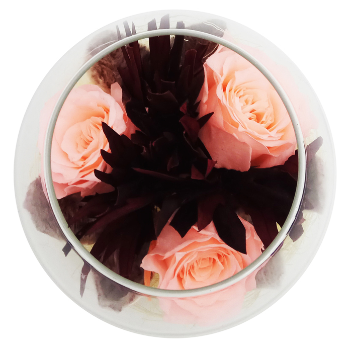 Композиция в вазе, розы персиковые, 9 х 9 х 8 см