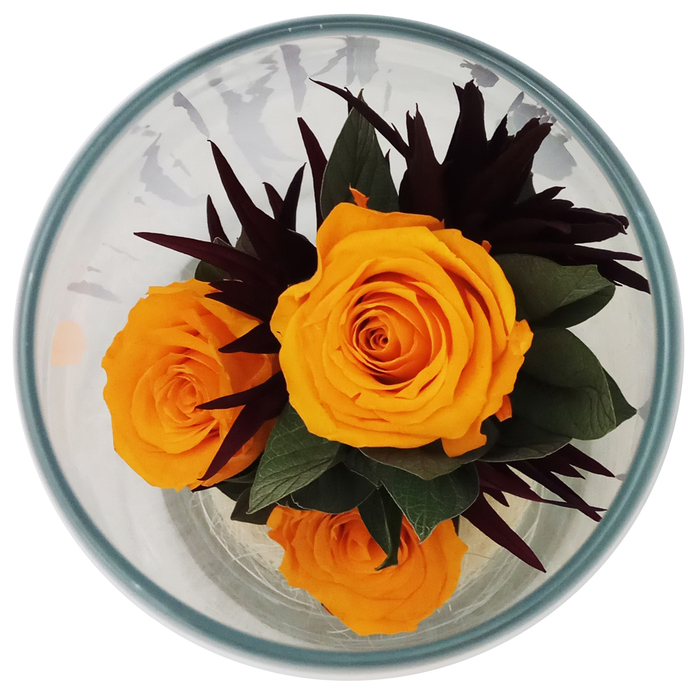 Композиция в вазе "Мунглинг", розы оранжевые, 10 х 10 х 25 см