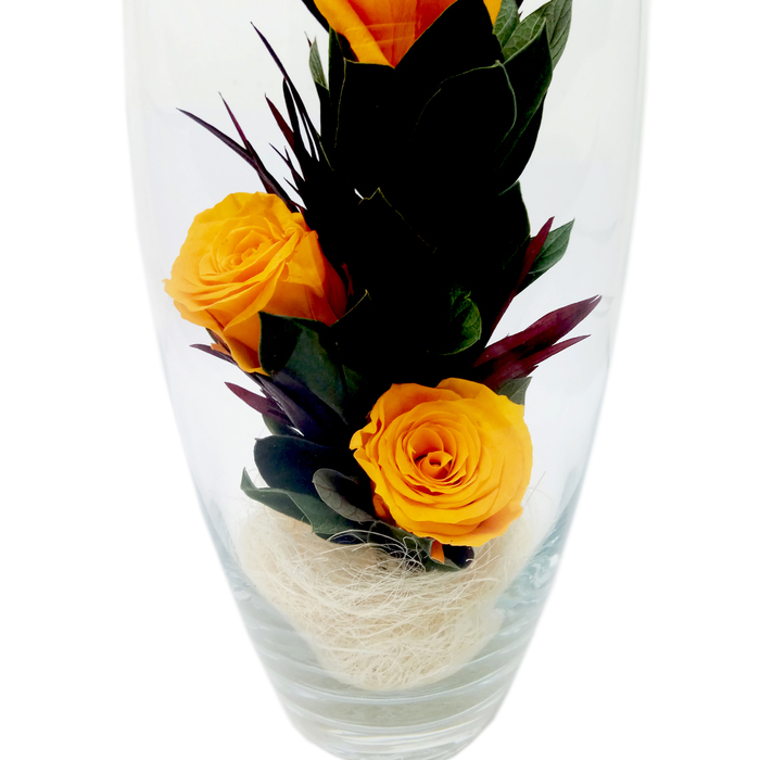 Композиция в вазе "Мунглинг", розы оранжевые, 10 х 10 х 25 см