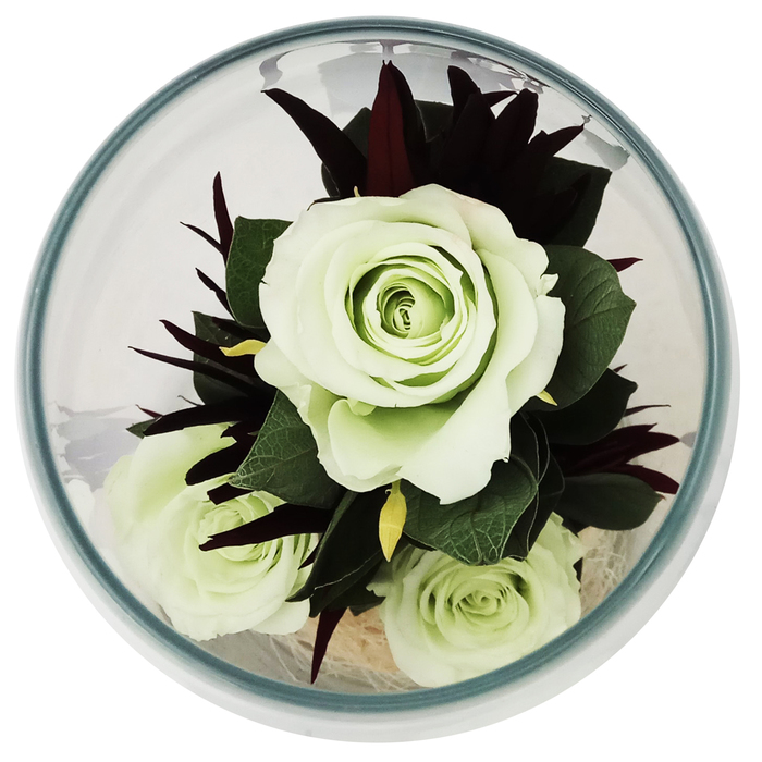 Композиция в вазе "Мунглинг", розы фисташковые, 10 х 10 х 25 см