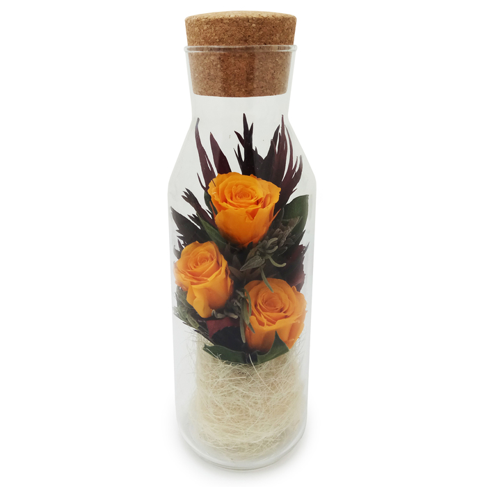 Композиция в вазе &quot;Графин&quot;, розы оранжевые, 9 х 9 х 28 см