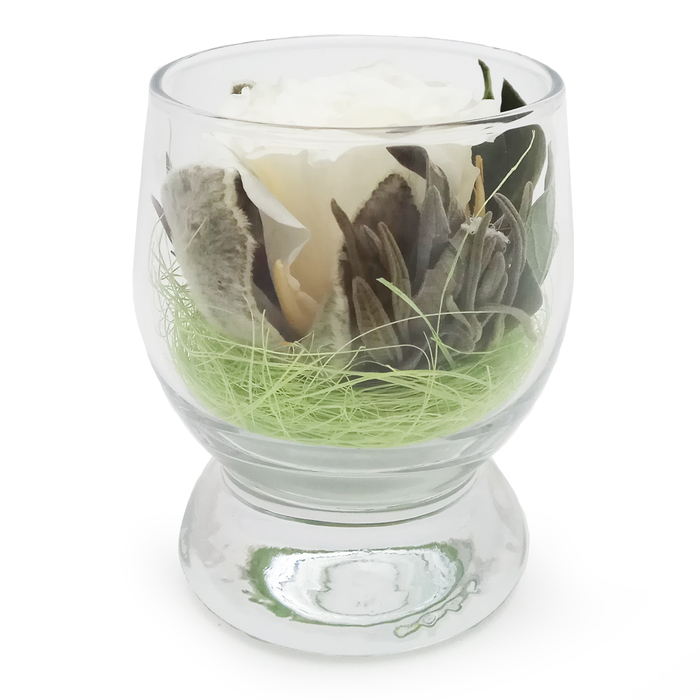 Композиция в стеклянном стакане "Акватик", роза белая, 6,5 х 6,5 х 8,5 см