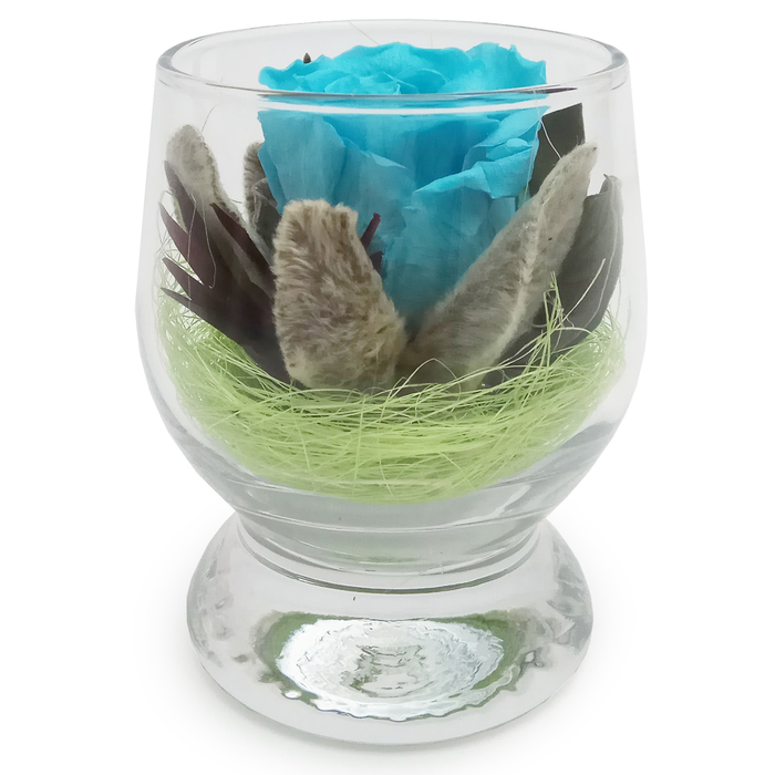 Композиция в стеклянном стакане "Акватик", роза голубая, 6,5 х 6,5 х 8,5 см