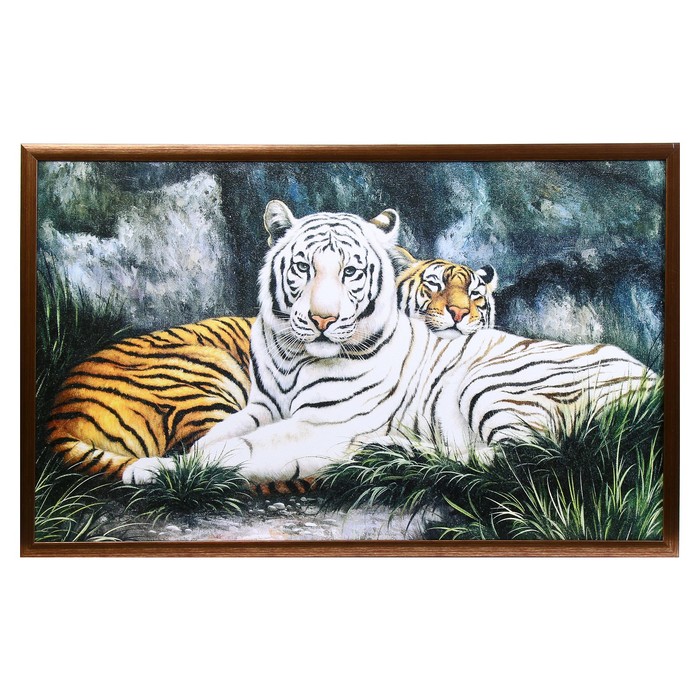 Картина "Пара разных тигров" 65*103 см