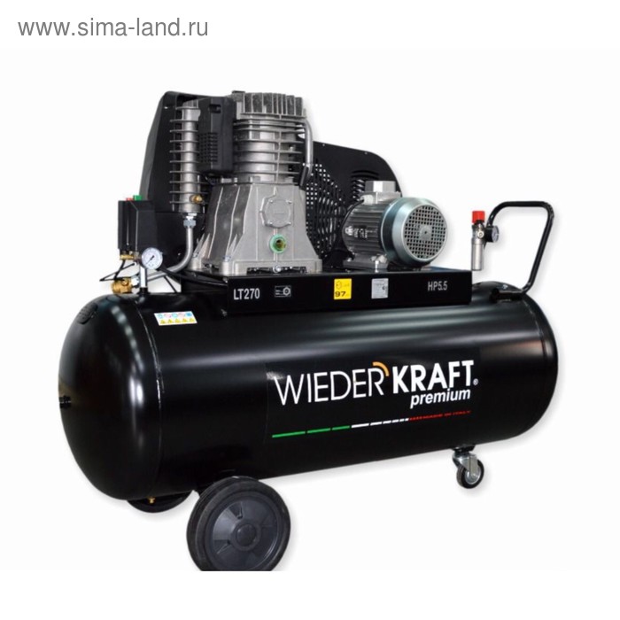 Компрессор WIEDERKRAFT WDK-92765, промышленный, 270л, 656 л/мин, 1150 об/мин, 11 бар, 220В