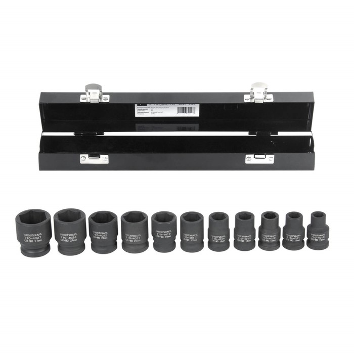 Набор головок торцевых WIEDERKRAFT WDK-710, ударных, 1/2", 9-27 мм, 10 шт, кейс