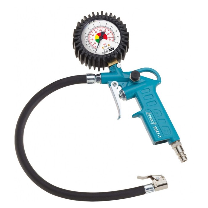 Пистолет HAZET 9041-1, для подкачки шин с манометром, гибкий шланг, 400 мм, 8 бар, 1/4"