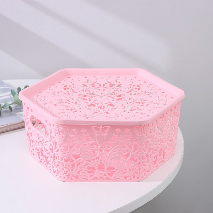 Контейнер для хранения с крышкой 26х23х10 см "Бабочки", МИКС