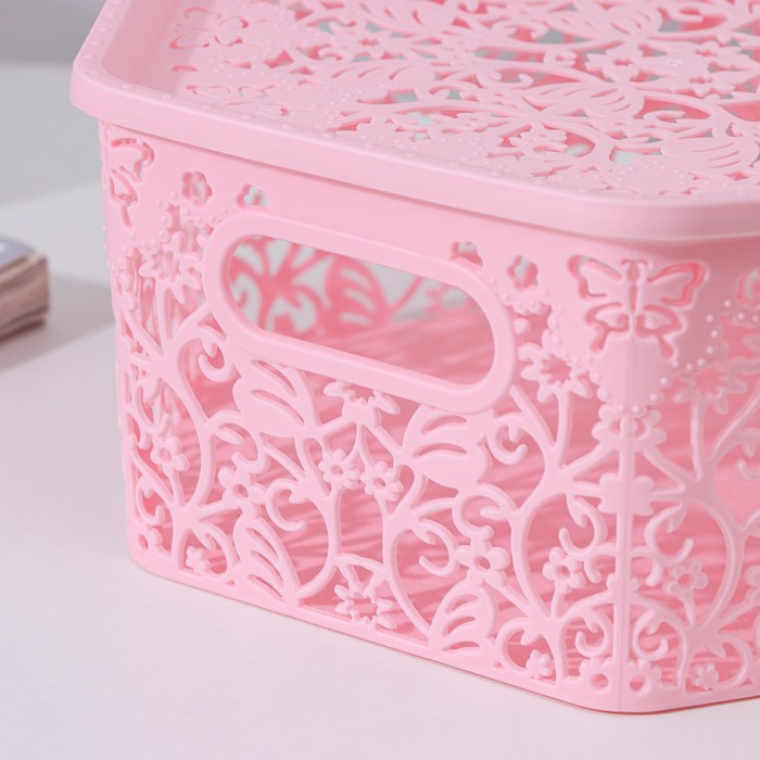 Контейнер для хранения с крышкой 26х23х10 см "Бабочки", МИКС