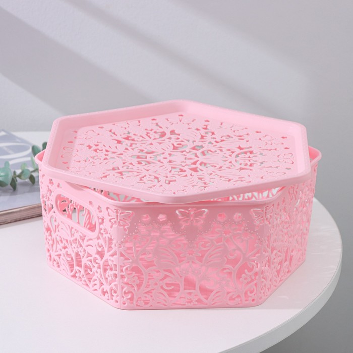 Контейнер для хранения с крышкой 26х23х10 см "Бабочки", МИКС