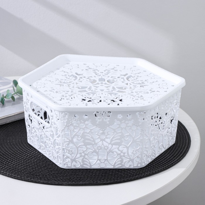 Контейнер для хранения с крышкой 26х23х10 см "Бабочки", МИКС