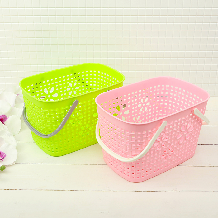 Корзина для хранения с ручками 28х19х18 см "Цветы , цвет МИКС