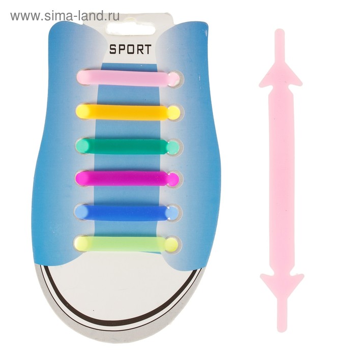 фото Резиновые шнурки, набор 6 шт., светоотражающие, цвета микс