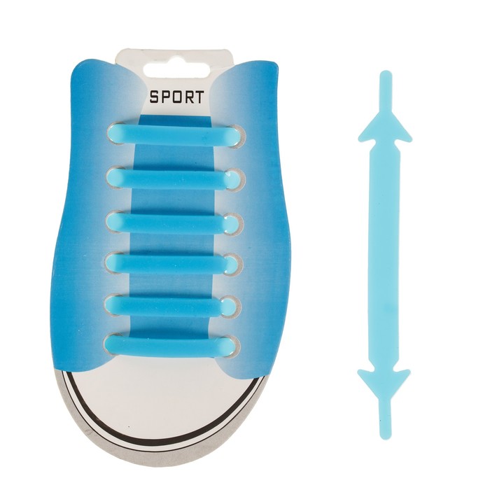 Резиновые шнурки, набор 6 шт., цвет голубой