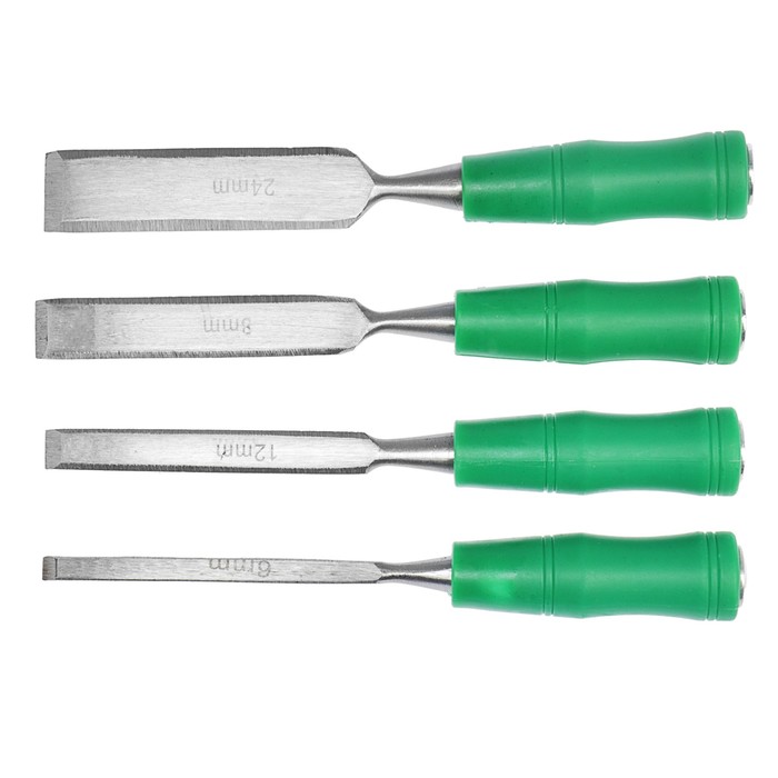 Набор стамесок-долот TUNDRA basic, пластиковая рукоятка, 4 шт, 6-12-18-24 мм