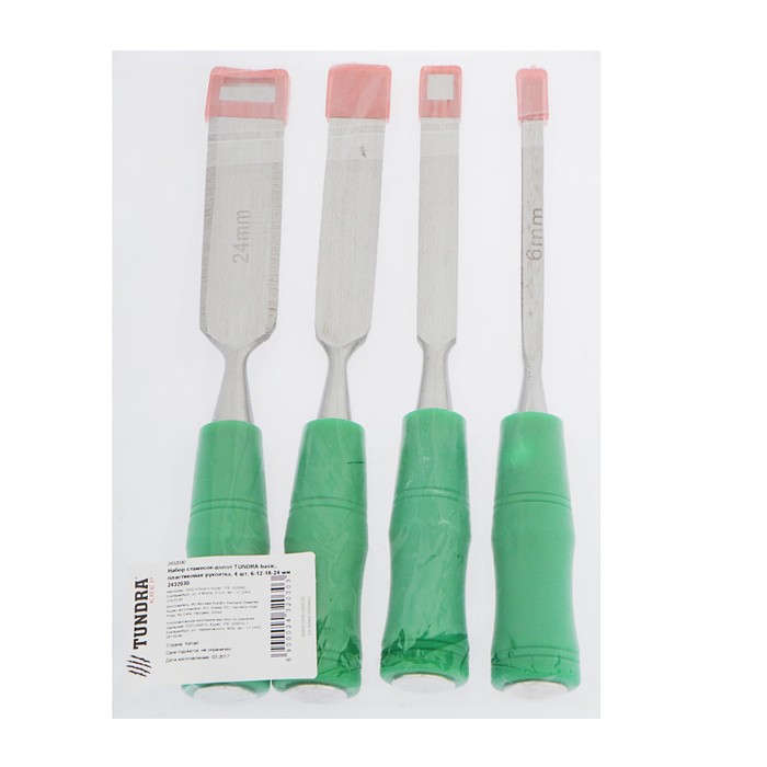 Набор стамесок-долот TUNDRA basic, пластиковая рукоятка, 4 шт, 6-12-18-24 мм