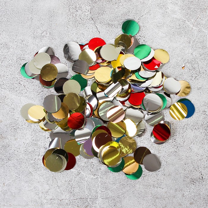 Наполнитель для шара "Конфетти круг" 1,5 см, фольга, цвет МИКС, 1000г