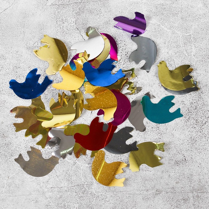 Наполнитель для шара "Конфетти голубь" 4 см, фольга, цвет МИКС, 500г