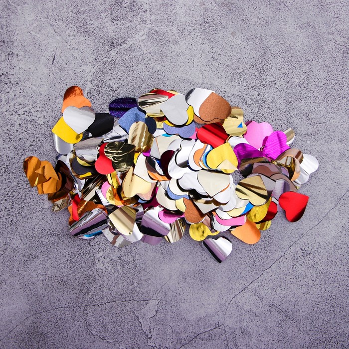 Конфетти "Сердца" 1,5 см, фольга, цвет МИКС, 50г