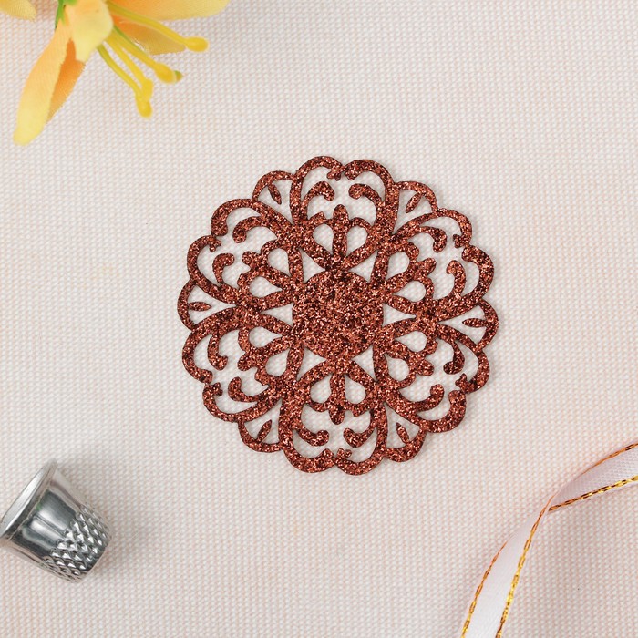 Термоаппликация "Блёстки. Узор", d=5,5см, цвет коричневый