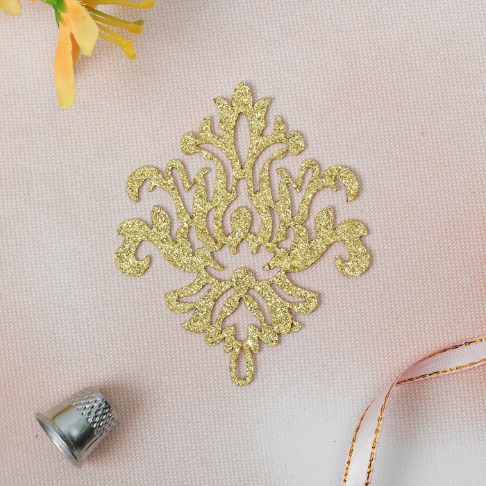Термоаппликация "Блёстки. Дамаск", 8см, цвет золотой