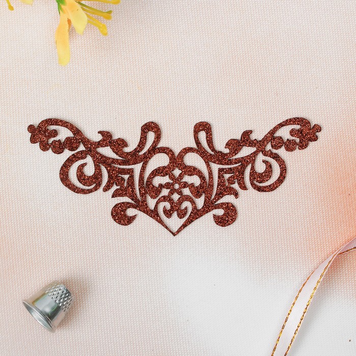 Термоаппликация "Блёстки. Узор", 12,5см, цвет коричневый