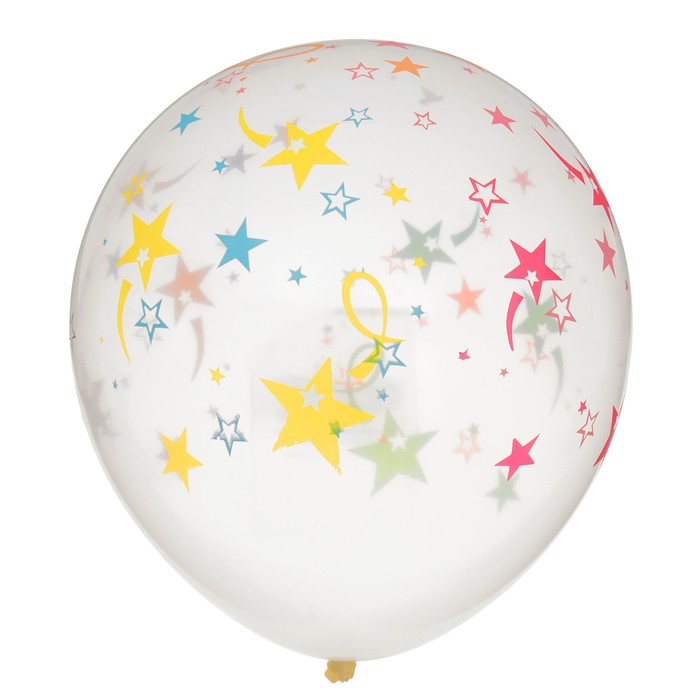 Шар латексный 12" "Звёзды и конфетти", неон, прозрачный, набор 5 шт.
