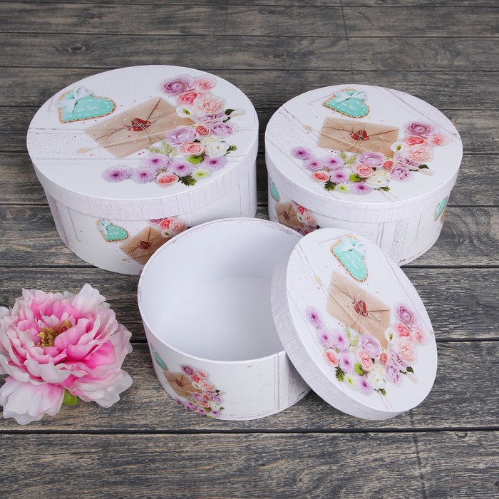 Набор коробок 3в1 "Любовное послание", 25 х 25 х 11,5 - 18,5 х 18,5 х 9,5 см