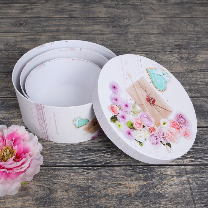 Набор коробок 3в1 "Любовное послание", 25 х 25 х 11,5 - 18,5 х 18,5 х 9,5 см