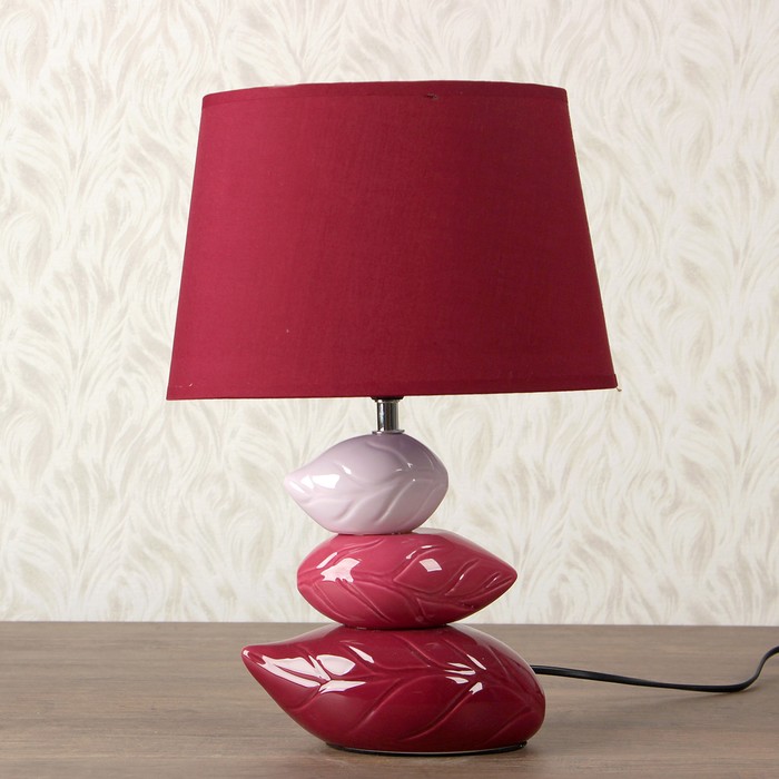 Лампа настольная керамика Е14 40 Вт 220В "Листья" бордо 40х26х20 см