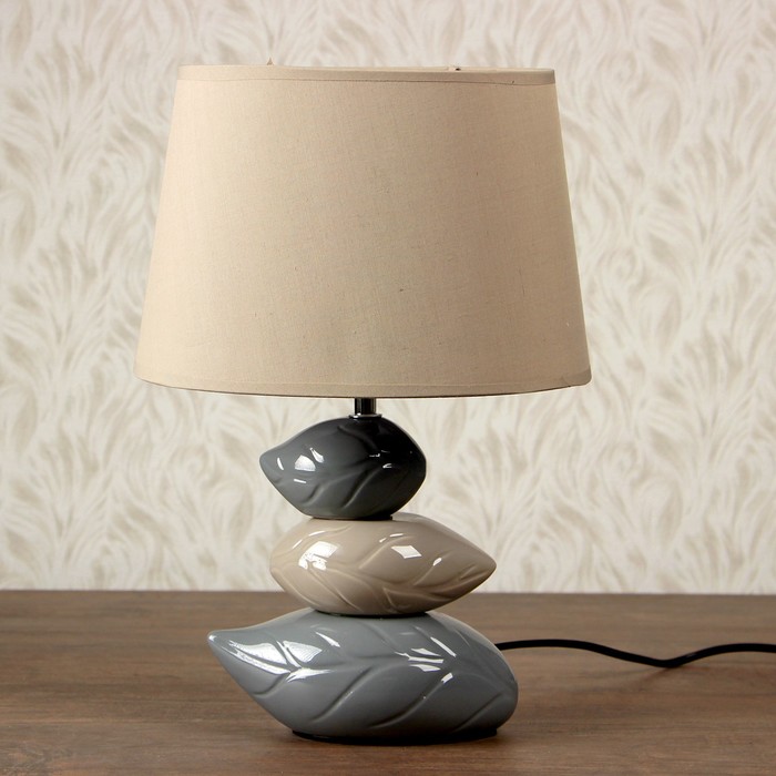 Лампа настольная керамика Е14 40 Вт 220В "Листья" серый 40х26х20 см