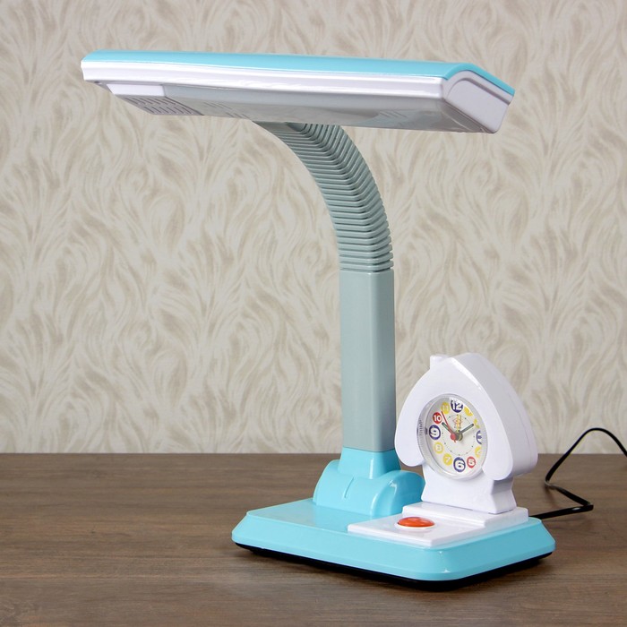 Лампа настольная LEDх12 11W "Школьная" с часами голубая 48,5х30х15 см