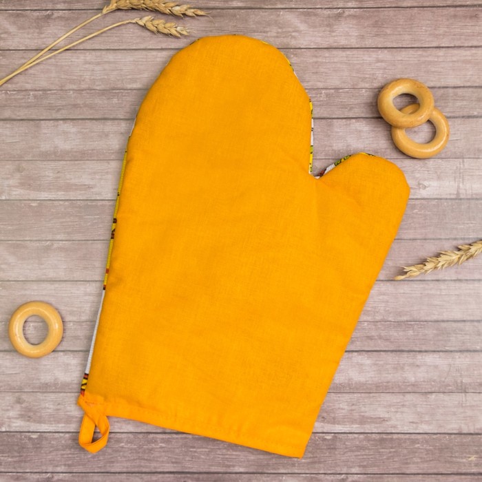 Набор "Доляна" Масленница/вид 2,: варежка 18 х 26 см, прихватка 17 х 17 см, рогожка 162 г/м²