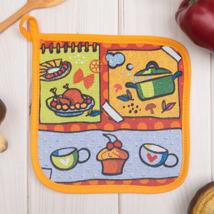 Набор "Доляна" Кому добавки: варежка 18х26 см, прихватка 17х17 см, рогожка 162 г/м2